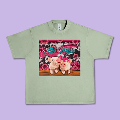 Be Mine Valentine's Day Pigs Urban Heavy Tee Designed By Jasminsmagicworld