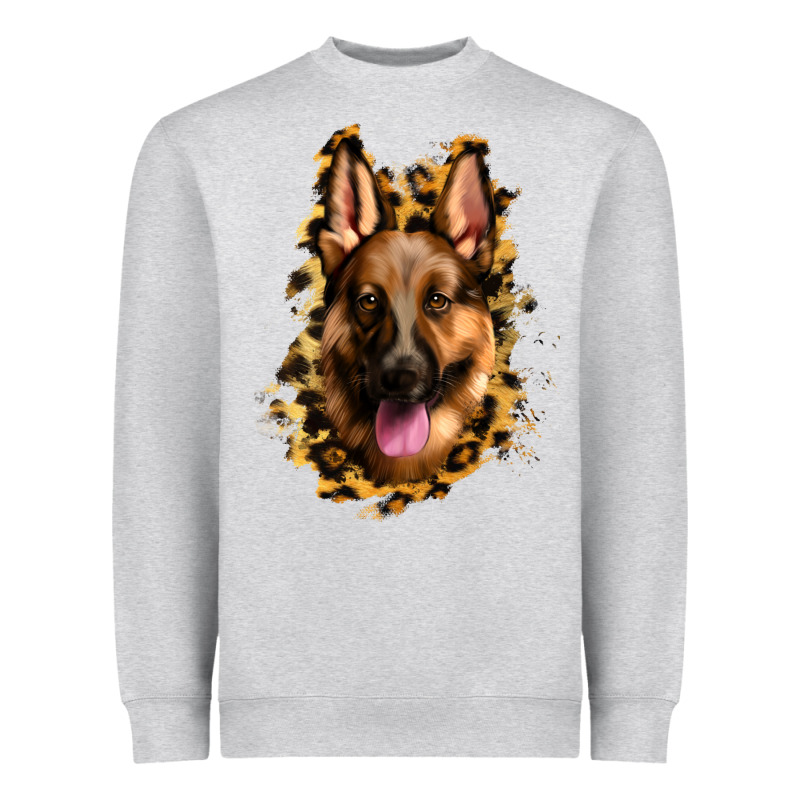German Shepherd Leopard Background Heavyweight Sweatshirt by Jasminsmagicworld | Teevron