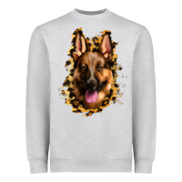 Heather Grey german shepherd leopard background Heavyweight Sweatshirt - Jasminsmagicworld