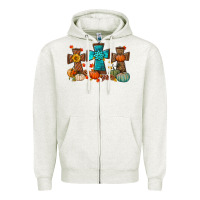 Oatmeal Heather fall tree cross Zipper Hoodie - BundleAndBundleShop