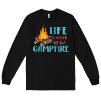 Black life is better by the campfire Long Sleeve Tee - MaliasSmallBusiness