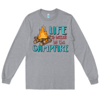 Heather Grey life is better by the campfire Long Sleeve Tee - MaliasSmallBusiness
