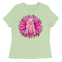 Matcha pink sunflower pig Ladies Tee - RanaPortraitStore