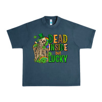 Midnight Navy dead inside but lucky  with skeleton Urban Heavy Tee - AdoDesignShop