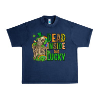 Navy dead inside but lucky  with skeleton Urban Heavy Tee - AdoDesignShop