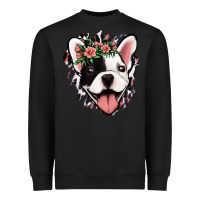 Black french bulldog floral Heavyweight Sweatshirt - Jasminsmagicworld