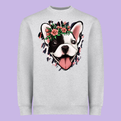 French Bulldog Floral Heavyweight Sweatshirt Designed By Jasminsmagicworld