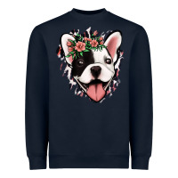 Navy french bulldog floral Heavyweight Sweatshirt - Jasminsmagicworld