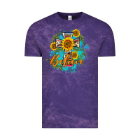 Cloud Purple western belive sunflowers cross Vintage Tee - BarkalooDesign