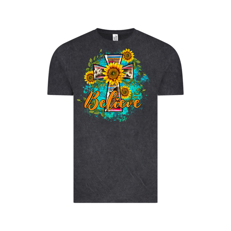 Western Belive Sunflowers Cross Vintage Tee by BarkalooDesign | Teevron