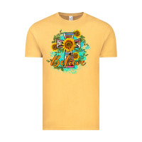 Vintage Mustard western belive sunflowers cross Vintage Tee - BarkalooDesign