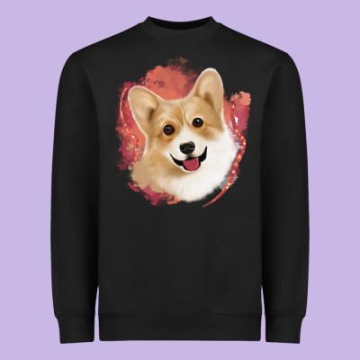 Corgi Peach Watercolor Background Heavyweight Sweatshirt Designed By Jasminsmagicworld