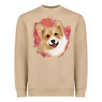 Mushroom corgi peach watercolor background Heavyweight Sweatshirt - Jasminsmagicworld