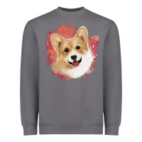 Storm corgi peach watercolor background Heavyweight Sweatshirt - Jasminsmagicworld