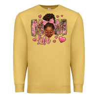 Antique Gold Afro Messy Bun Mom Life Premium Sweatshirt - texasbilliewilder