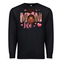 Black Afro Messy Bun Mom Life Premium Sweatshirt - texasbilliewilder