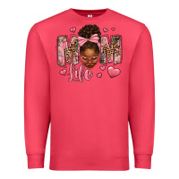 Cardinal Afro Messy Bun Mom Life Premium Sweatshirt - texasbilliewilder
