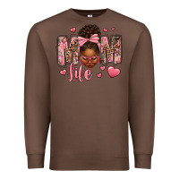 Chestnut Afro Messy Bun Mom Life Premium Sweatshirt - texasbilliewilder