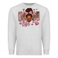 Dove Grey Afro Messy Bun Mom Life Premium Sweatshirt - texasbilliewilder
