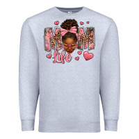 Heather Grey Afro Messy Bun Mom Life Premium Sweatshirt - texasbilliewilder