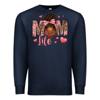 Navy Afro Messy Bun Mom Life Premium Sweatshirt - texasbilliewilder