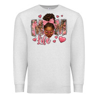 Oatmeal Heather Afro Messy Bun Mom Life Premium Sweatshirt - texasbilliewilder