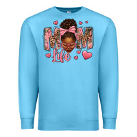 Ocean Blue Afro Messy Bun Mom Life Premium Sweatshirt - texasbilliewilder