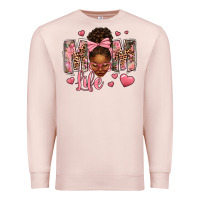 Pale Pink Afro Messy Bun Mom Life Premium Sweatshirt - texasbilliewilder