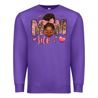 Purple Afro Messy Bun Mom Life Premium Sweatshirt - texasbilliewilder