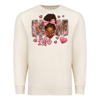 Sandshell Afro Messy Bun Mom Life Premium Sweatshirt - texasbilliewilder