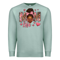 Seafoam Afro Messy Bun Mom Life Premium Sweatshirt - texasbilliewilder