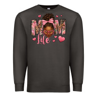 Smoke Afro Messy Bun Mom Life Premium Sweatshirt - texasbilliewilder