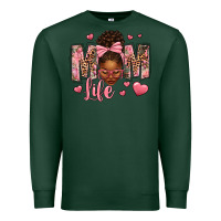 Sports Green Afro Messy Bun Mom Life Premium Sweatshirt - texasbilliewilder