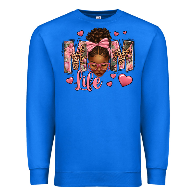 Afro Messy Bun Mom Life Premium Sweatshirt by texasbilliewilder | Teevron