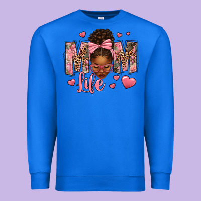 Afro Messy Bun Mom Life Premium Sweatshirt Designed By Texasbilliewilder