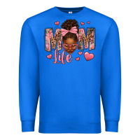 True Royal Afro Messy Bun Mom Life Premium Sweatshirt - texasbilliewilder