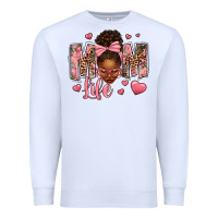 White Afro Messy Bun Mom Life Premium Sweatshirt - texasbilliewilder