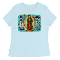Baby Blue Gemstone our lady of Guadalupe Ladies Tee - JahusDesignShop