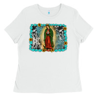 White Gemstone our lady of Guadalupe Ladies Tee - JahusDesignShop