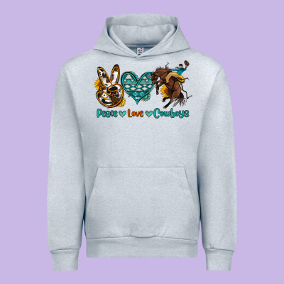 Peace Love Cowboys Urban Hoodie Designed By Oliviacreatesart