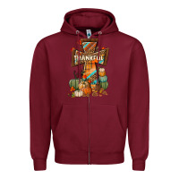 Burgundy thankful fall cross Zipper Hoodie - BundleAndBundleShop