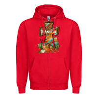 Red thankful fall cross Zipper Hoodie - BundleAndBundleShop