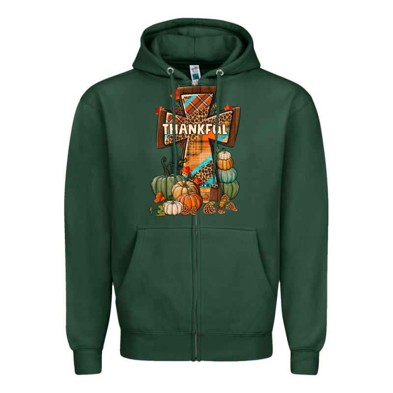 Thankful Fall Cross Zipper Hoodie by BundleAndBundleShop | Teevron