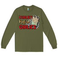 Army Green curlies before girlies Long Sleeve Tee - MaliasSmallBusiness