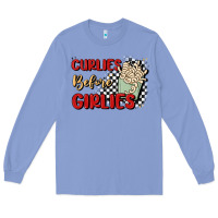 Colony Blue curlies before girlies Long Sleeve Tee - MaliasSmallBusiness
