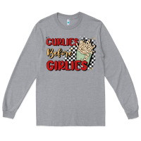 Heather Grey curlies before girlies Long Sleeve Tee - MaliasSmallBusiness