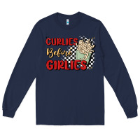 Navy curlies before girlies Long Sleeve Tee - MaliasSmallBusiness