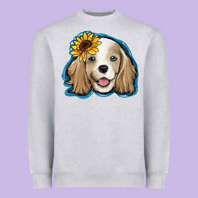 Cocker Spaniel Sunflower Heavyweight Sweatshirt Designed By Jasminsmagicworld