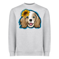 Heather Grey cocker spaniel sunflower Heavyweight Sweatshirt - Jasminsmagicworld