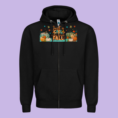 Just A Girl Who Loves Fall Libbey Glass Zipper Hoodie Designed By Bundleandbundleshop